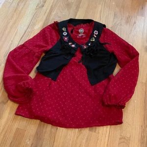 3/$6 Blouse with embroidered vest